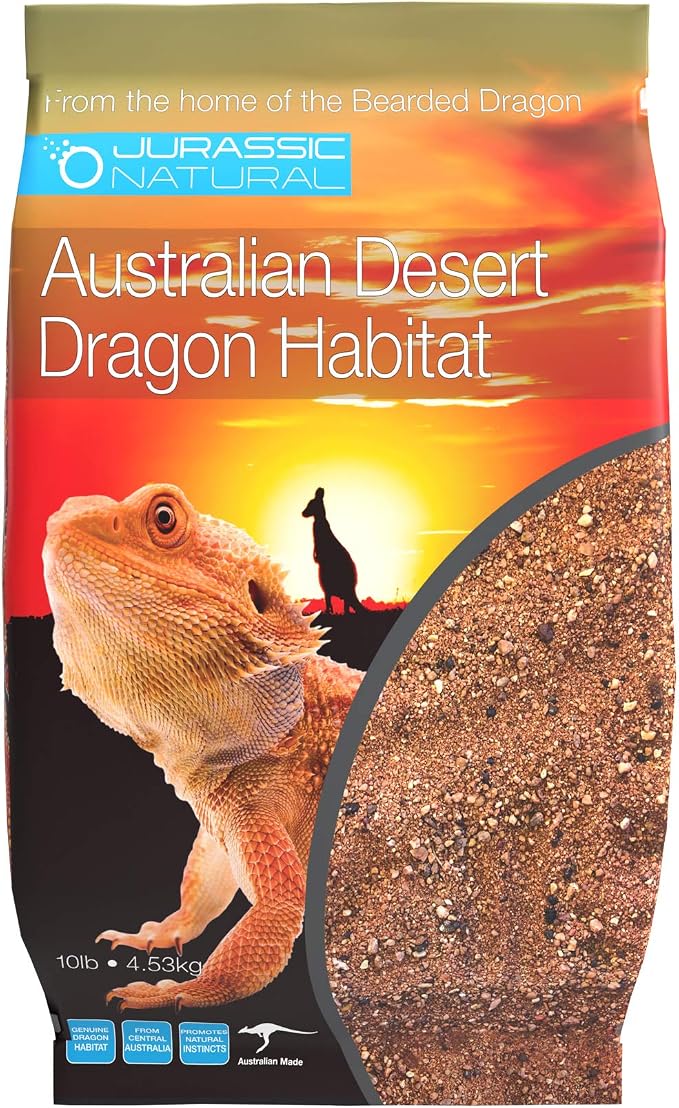 Jurassic Natural Australian Desert Dragon Habitat Substrate, Red, 10lb | For Bearded Dragons and Other Lizards