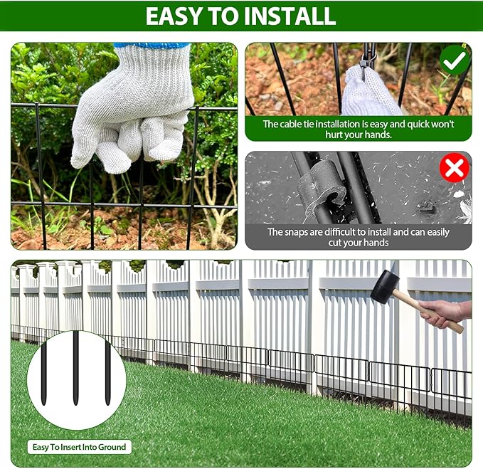 ULIOK 38 Panels Animal Barrier Fence, No Dig Fence 41.1ft(L) x12in(H), Garden Fences for Rabbits and Dog Ground Defense, Rustproof Metal Fences Border, Fenceing Bottom Blocker for Outdoor Yard Patio