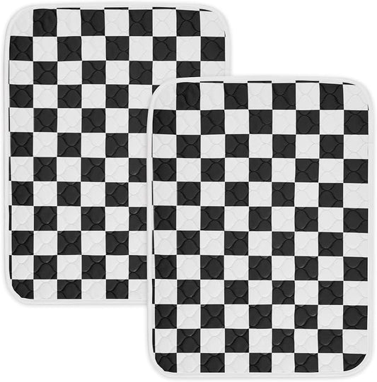 2 Pack Black Checkered Washable Pee Pads for Dogs, Checkered Reusable Dog Pee Pads, for Puppy Playpen, Crate, Whelping Box, Potty Training, Cute Aesthetic Absorbency, Leak-Proof Non-Slip