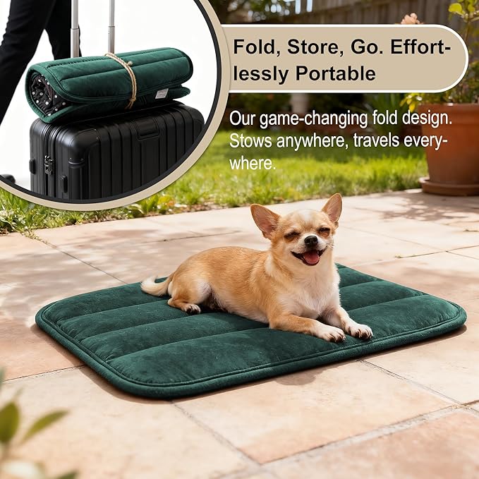 pobopobo Dog Crate Pad, Ultra Soft & Anti-Slip Kennel Mat, Secure Fit for Metal Crates & Dog Cages, Washable Cozy Bed for Small Medium Large Dogs (Green, S(23"*14"*1.5"))