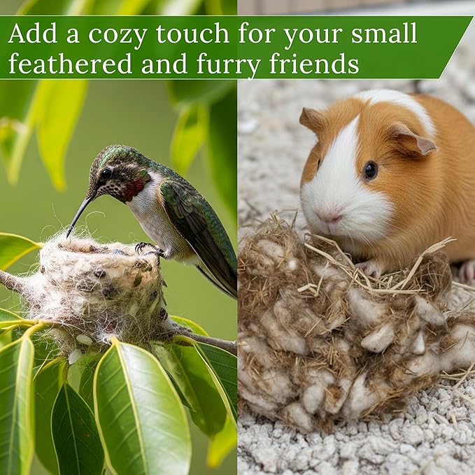 Bird Nesting Material - Hummingbird Nesting Material - Mixing Parakeet Nesting Material - Nesting Bedding for Finches Canary Wild Birds Ideal for Cage Gardens Tree Trunks - Bird Nest Supplies 3.6 oz