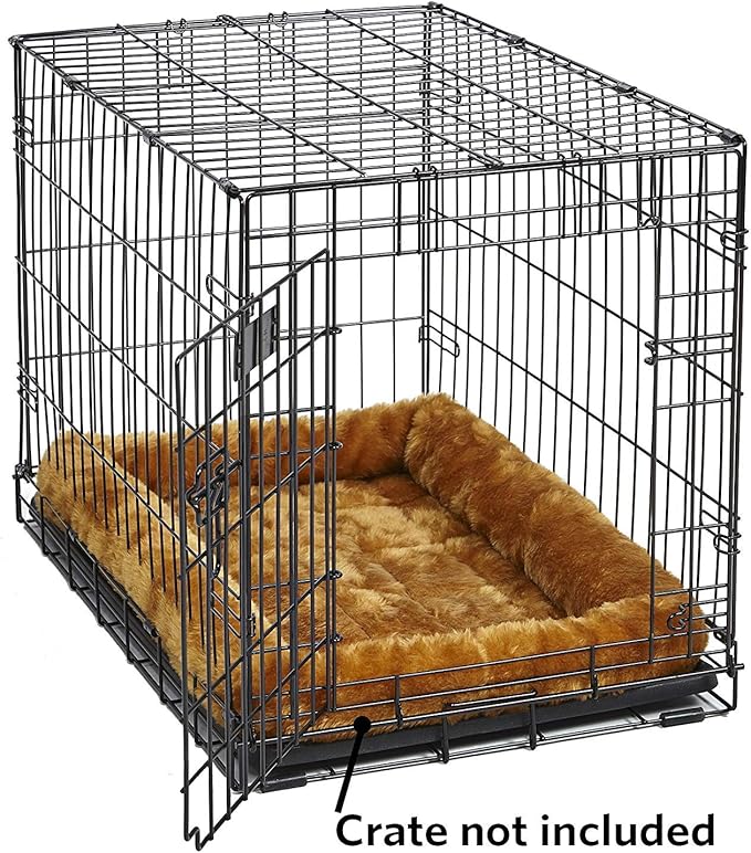 MidWest Homes for Pets QuietTime Dog Bed – Cinnamon Faux Fur Bolster, Ultra-Soft and Machine Washable, Fits 36-Inch Crates and Carriers, for Medium to Large Breed Dogs