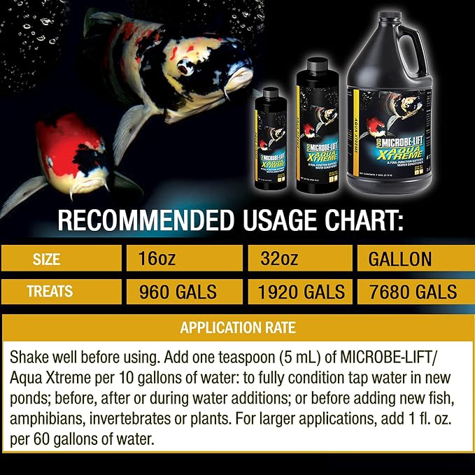 MICROBE-LIFT XTP32 Xtreme Water Conditioner Treatment for Ponds and Outdoor Water Gardens, Safe for Live Koi Fish, Plant Life, and Décor, 32 Ounces