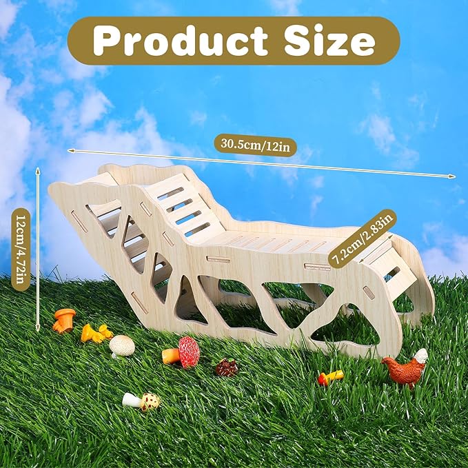 Versatile Hamster Hideout and Exploration Tunnel, Wooden Hamsters House with Climbing Ladder Hamster Explorer for Gerbils Hamsters Small Pets