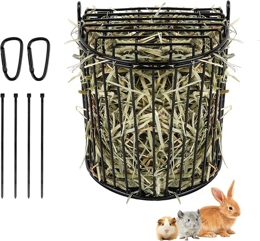 Second-Generation Upgrade Bunny Hay Feeder,Semicircular Hay Feeder Provides Smoother Surface,Larger Feeding Area,Avoid Crowding While Eating,Occupies Less Space(Black)