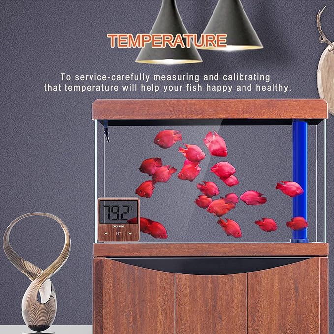 Aquarium Thermometer Digital Fish Tank Thermometer with Large LCD Display Stick On Water Terrarium Temperature Sensor Gauge for Reptiles Turtle Amphibians