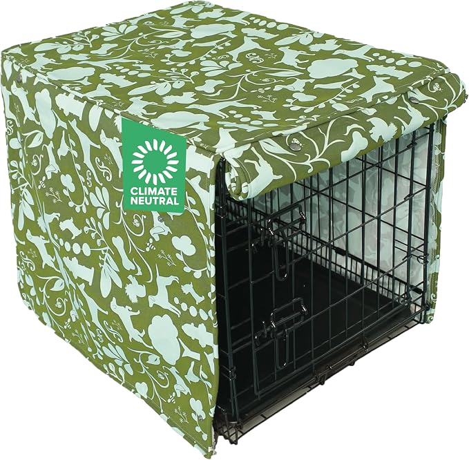 Molly Mutt Amarillo by Morning Dog Crate Cover, 100% Cotton Canvas Cover with 2 Roll-Up Panels, Ideal for Dog or Cat Crate, Durable, Washable, and Free of Harmful Chemicals, 24" x 18" x 21"