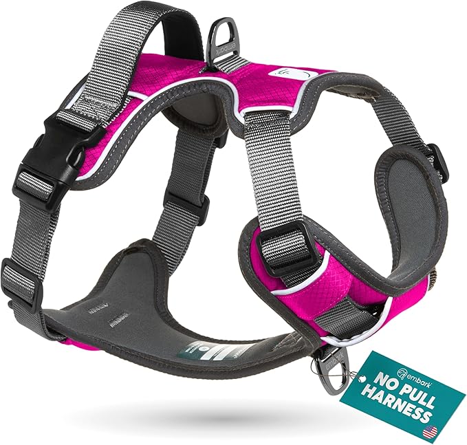 Embark Adventure Dog Harness for Small, Medium & Large Dogs – No Pull, Reflective Trim, Military Grade Nylon, 2 Leash Clips, Gel-Lined Handle, Soft Padded