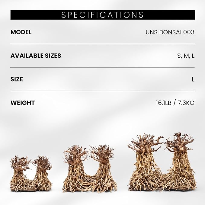 Ultum Nature Systems Bonsai - Handcrafted Hardscape Driftwood for Aquarium, Terrarium, Vivarium, Natural Aquascape Hardscape Decorations, Aquascaping Hardscape for Live Aquatic Plants - 003, Large