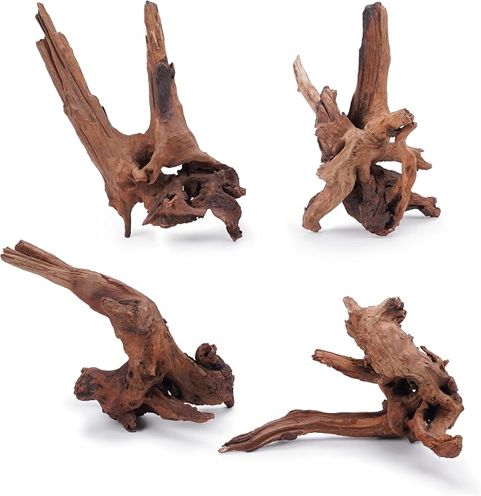 Panna Driftwood Natural Aquarium Wood 4pcs 12-16in Reptile Decor | Branchy shapes; planted and reptile terrarium