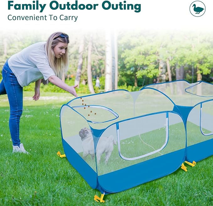 73" Large Small Animal Playpen with Detachable Bottom, Portable Chicken Coop Run and Chick Brooder, Pop Up Pet Enclosure Tent for Guinea Pigs, Bunnies, Puppies, Cats, Indoor/Outdoor Exercise Pen
