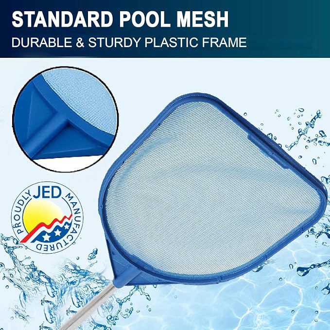 Pool Skimmer Net - Handheld Hot Tub Skimmer for Spa, Stock Tank Pool, Small Pool & Aquarium Cleaning (2 ft, Blue)