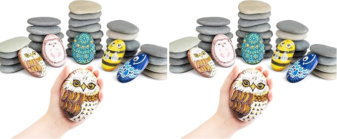 Simetufy 30 Pcs Extra Large 4-5 Inch Rocks for Painting, Flat Smooth River Stones for Art, Mandala, Natural Rocks to Paint for Kindness Stones Kids Craft (Pack of 2)