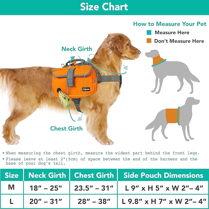 PetAmi Dog Backpack for Medium & Large Dogs, Saddle Bag for Dogs to Wear for Hiking, Pet Backpack Harness Dog Pack with Reflective Side Pockets for Walking Running