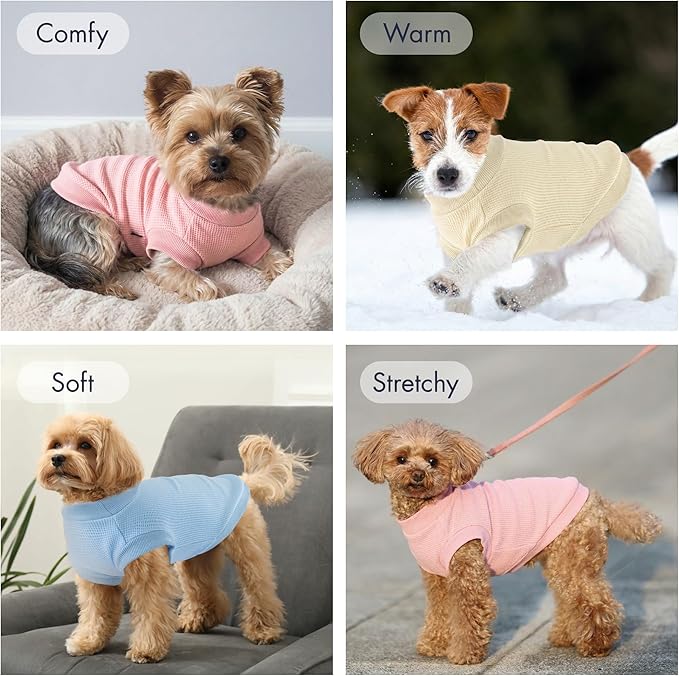3 Pack Dog Shirt for Small Supplies Functional Waffle Dog Clothes Warm Soft Sweatshirt Outfit for Dogs Cats Pet Apparel