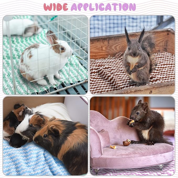 Moukeren 20Pcs Guinea Pig Fleece Bedding Blankets Bulk Washable Small Animal Fleece Cage Liners Pet Wash Cloth Sleeping Mat Cover for Hamster Chinchilla Rabbit Hedgehog(Multicolor, 14 x 30 Inch)