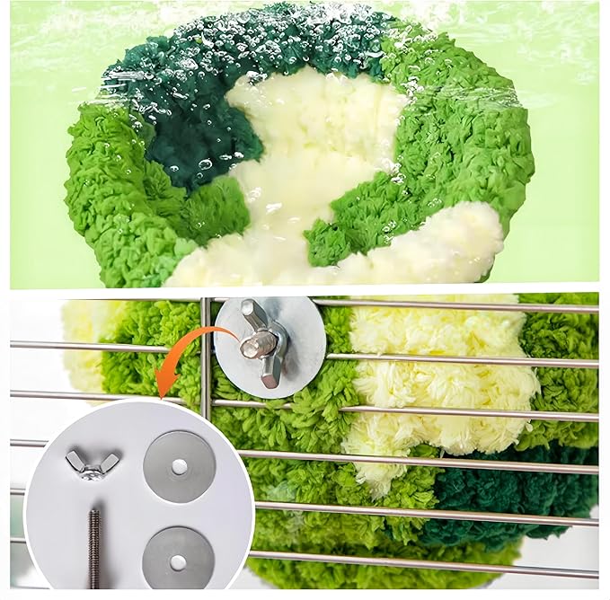 Warm Bird Nest Bed with Suction Cup Bird Snuggle Hut Breeding Bird House Plush Hanging Bird Bed for Parakeet, Conure, Budgie, Cockatiel, Lovebird, Finch, Hamster-Green