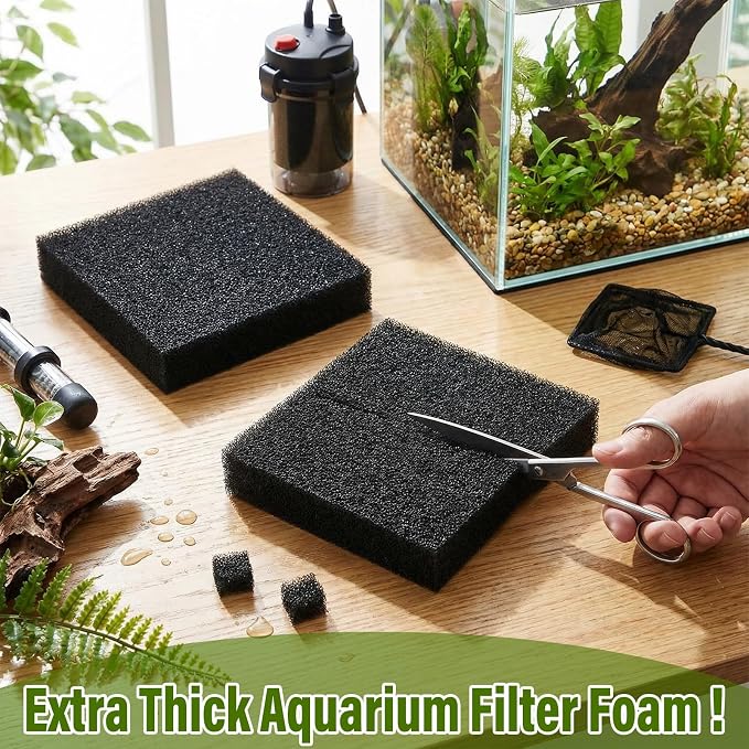 2 Pcs 10"x10"x2" Aquarium Bio Sponge Filter Pad Filter Media Foam Sponge Cut-to-Size Foam for Aquarium Fish Tank Pond