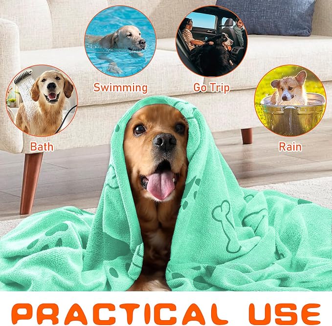 8Pcs Dog Towels for Drying, 55 x 28 Inch Quick Drying Pet Bath Towels Bulk Colorful Pet Grooming Towel Absorbent Microfiber Towel for Small Medium Large Dog Puppy Cat