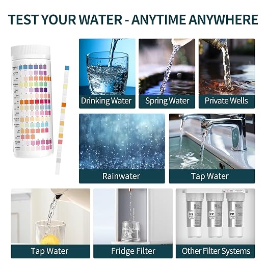 EASYTEST 20 in 1 Drinking Water Test Kit | Well Water Testing Kit - Water Test Strip for House Water for pH, Hardness, Chlorine, Lead, Iron, Bacteria & More
