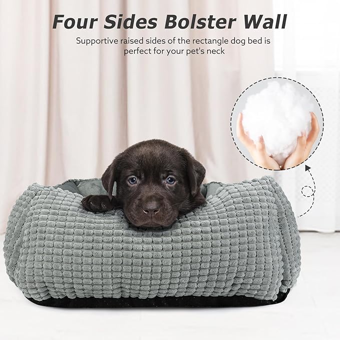 MIXJOY X-Large Dog Bed for Large, Medium, Small Dogs - Rectangle, Washable, Orthopedic, Soft Calming Sleeping Puppy Bed - Durable Pet Cuddler with Anti-Slip Bottom - XL (35"x25"x9")