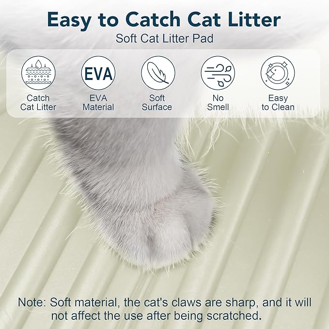 UPSKY Cat Litter Mat, Large Kitty Litter Trapping Mat Soft on Kitty Paws, Litter Box Mat Keep Floor Clean, 31" x 24" Waterproof and Washable Trapping Mats Catcher Pad for Scatter Control