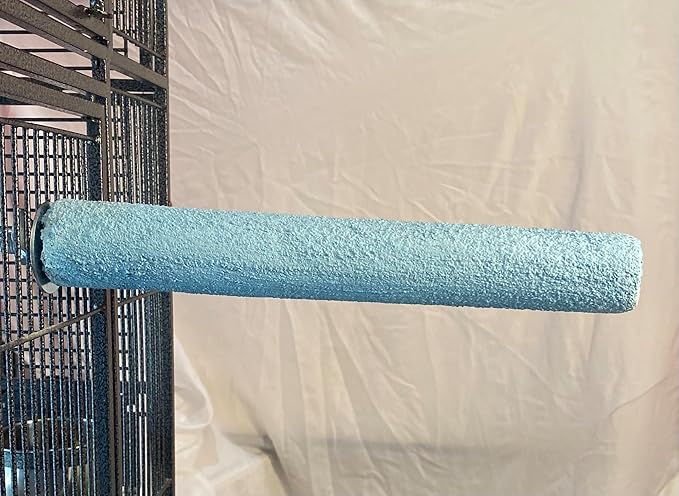 Polly's Pastels Nail Trimming & Beak Conditioning Safety Perch for Cockatiels, Cockatoos, Macaws, Parakeets, Budgies, Parrots and All Other Birds (Blue, Large Long-1 1/2