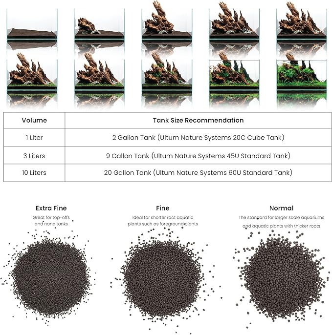 Ultum Nature Systems Controsoil - Freshwater Aqua Soil Substrate for Fish, Shrimp, Live Plant Propagation and Aquascaping - 6.8pH Low Ammonia, Volcanic Ash - Black, Extra Fine (10 Liter)