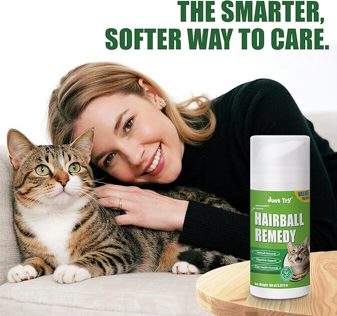 Just Try 3.38oz Cat Hairball Remedy Gel Chicken Flavor Paste Hairball Treatment for Cats Hairball Control Cat Supplements, Healthy Stomach & Shinny Skin