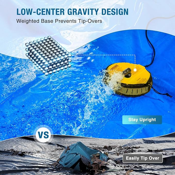 Crestwave Automatic Pool Cover Pump, 115V Submersible Water Pump for Pool Draining, 25FT Power Cord, 1-Year Warranty, Water Removal for Swimming Pool, Hot Tub, Fish Tanks, Pond, 2 Adapters, Yellow