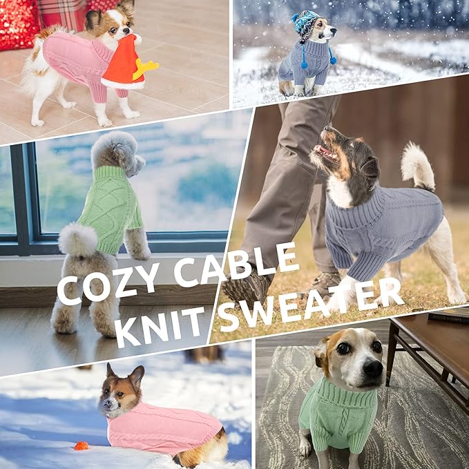 Queenmore XXL Dog Sweaters,Large Dog Sweater for Pitbull Doberman,Warm Turtleneck Knitted Big Pet Sweater for Male Femal Dogs,Extra Large Size Dogs Winter Clothes (Green,2XL)