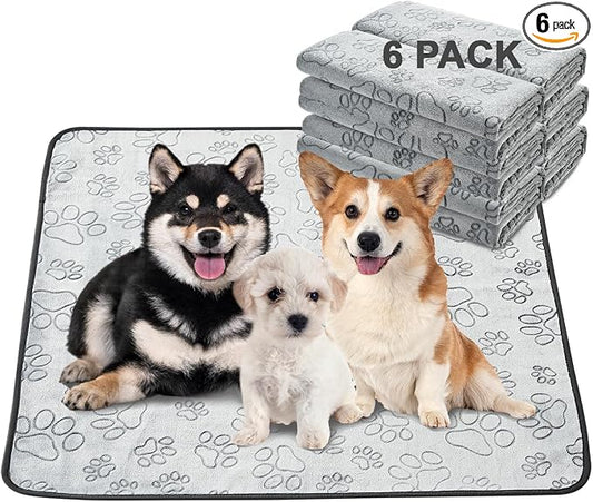 Qeils Reusable Puppy Pads, 6 Pack Washable Pee Pads for Dogs, Non Slip Wee Wee pad, Absorbent and Leakproof Training Mats for Potty, Crate, Playpen, Bed, Sofa, 34"x 36"