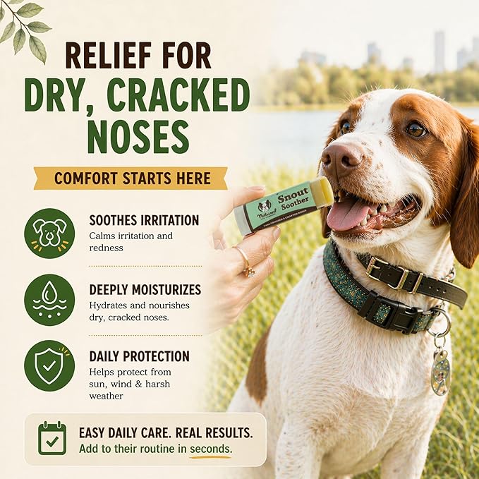 Natural Dog Company Snout Soother Dog Nose Balm – Moisturizing Care for Dry, Crusty, Cracked Noses with Coconut Oil & Shea Butter, Lick Safe Dog Snout Balm for All Breeds - 4 oz Tin