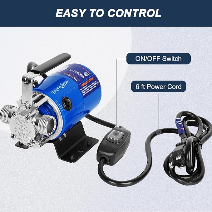 TecHome Electric Water Transfer Pump, 115V 1/10HP 330GPH Water Pump. | with ON/OFF Switch and Water Suction Hose Kit.