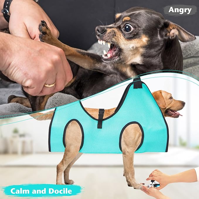 ATESON Cat Grooming Hammock - Dog Grooming Harness with Nail Trimming Feature (XS, 15lb), Dog Sling for Nail Clipping