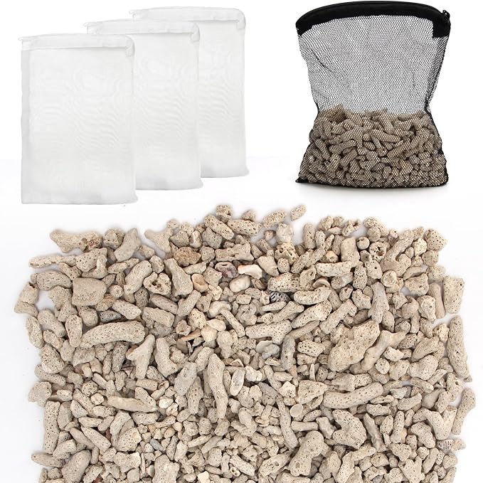 Crushed Coral for Freshwater Aquarium, Crushed Coral Media Sand for Freshwater Fish Tank Plant Pot Decorations Accessories (1.1lb/500g)