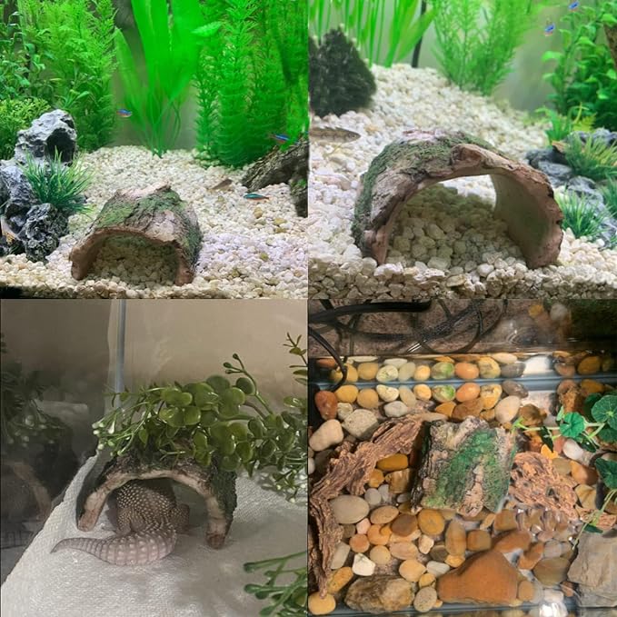 2 Pack Small Betta Log Resin Hollow Tree Trunk Ornament, Aquarium Hideout Reptile Cave Tarantula Hide Terrarium Tank Decor for Fish Shrimp or Small Reptile Scorpion Spider Hermit Crab