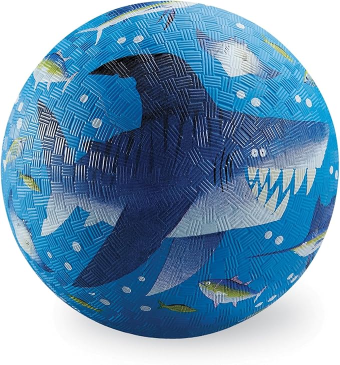 Crocodile Creek Playground Ball - Durable Rubber Ball for Kids Ages 3 and Up - Bouncy Inflatable Ball for Kickball, Indoor Games, and Outdoor Sports - PVC-Free - Shark Reef - 7-inch Diameter