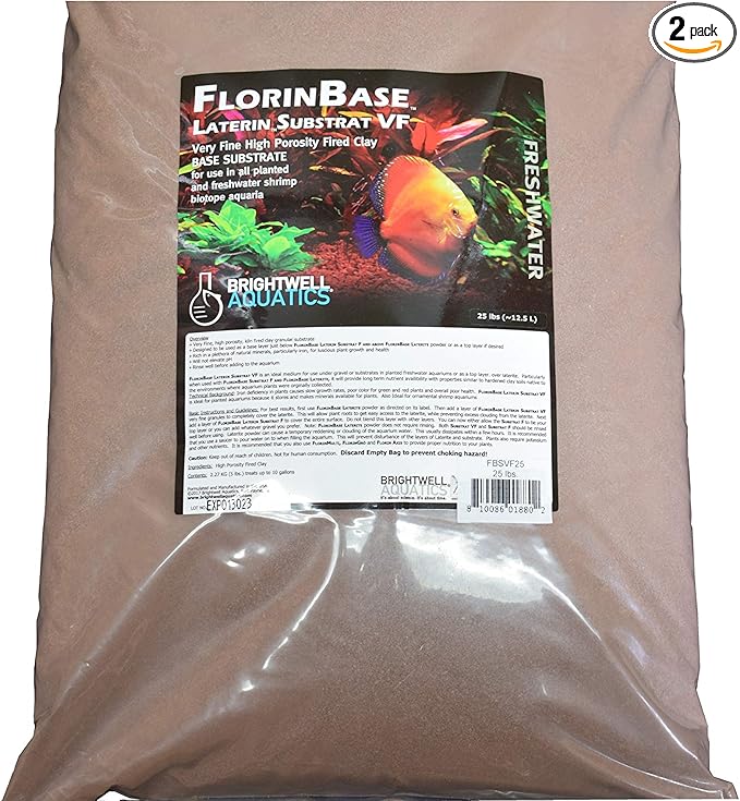 Brightwell Aquatics FlorinBase Laterin Substrat VF - Very Fine Granular High Porosity Clay Base Substrate for Planted and Freshwater Shrimp Aquaria, 25 lbs