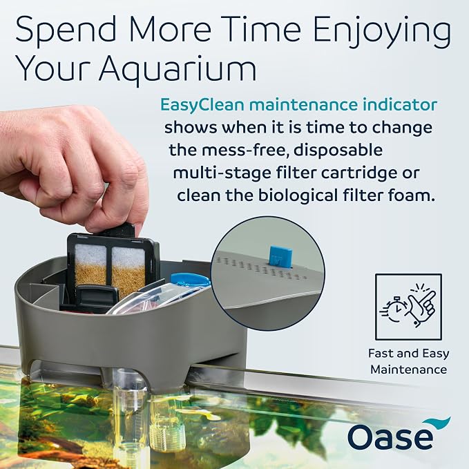 OASE BioStyle Thermo Power Filter with Built-in Heater for Aquariums up to 50 gallons, Multi-Stage Filtration, Easy Maintenance, Quiet Hang on Back Filter, White