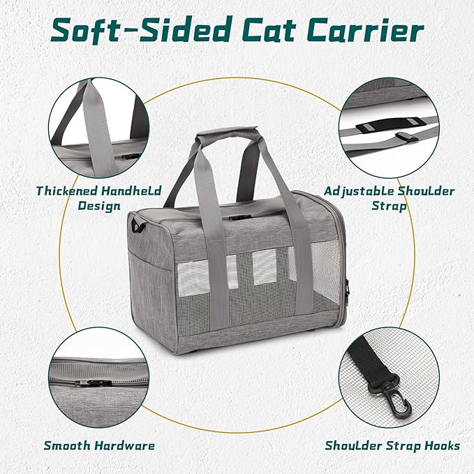 PINVNBY Small Pet Carrier, Guinea Pig Carrier, Bunny Carrier for Travel Camping Outdoor, Breathable Pet Portable Hand Bag for Hamster Rabbit Guinea Pig（Gray）