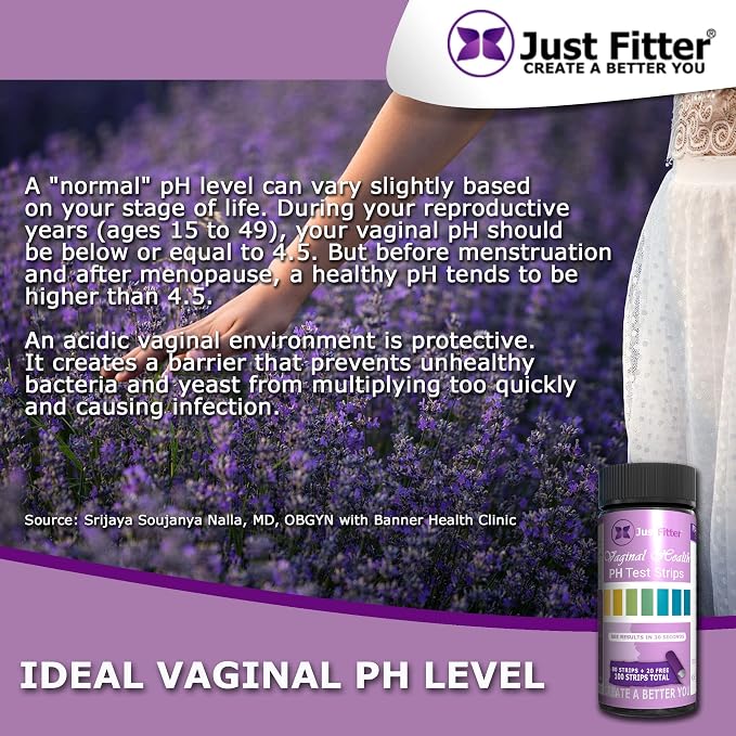 Just Fitter Vaginal pH Balance Test Strips. Personal Wellness Kit for Women. Supports Feminine Hygiene, Body Balance Awareness, and Everyday Confidence – 80 + 20 Strips