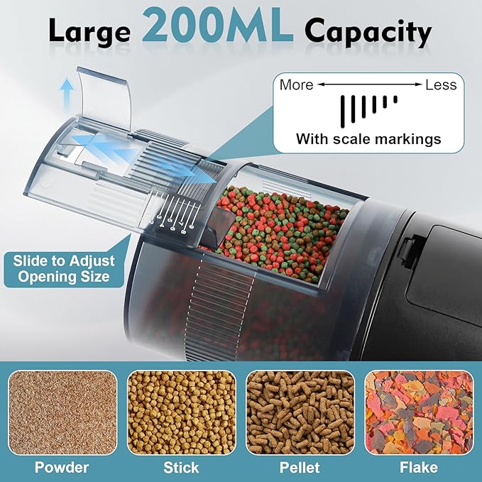 fishkeeper Automatic Fish Feeder for Aquarium: Moisture-Proof Auto Precision Feeders Dispenser with LCD Display for Small Tank Turtle Betta Koi - Battery Food Feeding Timer for Vacation Weekend Day