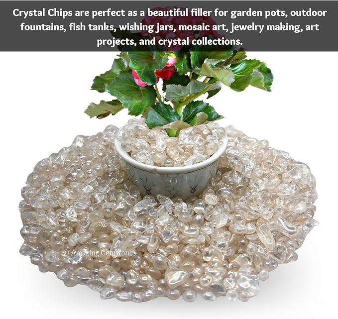 Amazing Gemstone Angel Aura Quartz Crystal Chips Aquarium Gravel Rocks - Bulk Fish Tank Gravel, Small Tumbled Stone Chips and Tiny Crystals for Decoration (Natural AAA Grade) (1000+ Carat Chips)