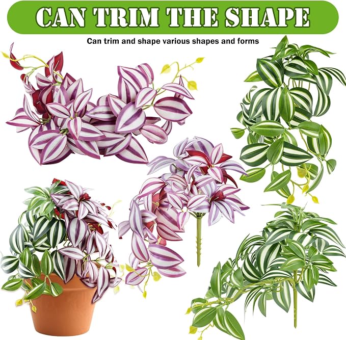 QUOZUO 2 Pack Reptile Plants, Artificial Hanging Plants with Suction Cups, Habitat Decor Plastic Vines Decorations for Bearded Dragons Lizards Snake Geckos Frogs -Purple and Green