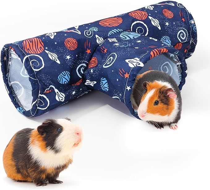 JarThenaAMCS Guinea Pig Tunnel 3 Way Washable Guinea Pig Hideout Foldable Rabbit Tunnel Blue Galaxy Small Animal Toy for Bunny Hamster Chinchilla Ferret Accessory