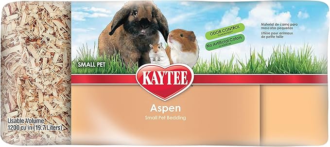 Kaytee Aspen Small Animal Pet Bedding For Pet Guinea Pigs, Rabbits, Hamsters, Gerbils, and Chinchillas, 19.7 Liters