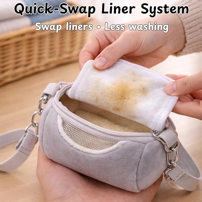 Sugar Glider Bonding Travel Pouch Set, Sugar Glider Carry Bonding Pouch With Liner And Adjustable Leash, Breathable Soft Outgoing Sleeping Travel Bag For Small Pets Squirrels Hamsters (Gray)