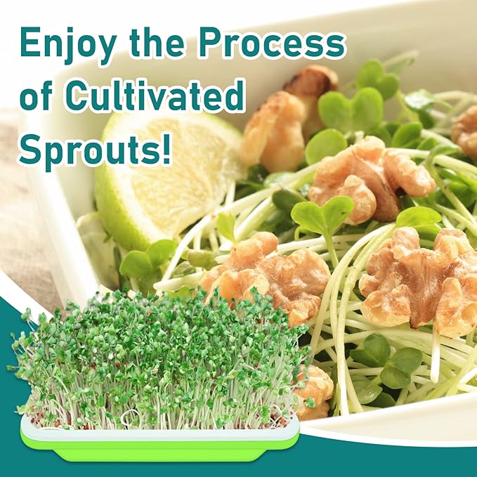 Legigo 5 Pack Seed Sprouter Trays- Soil-Free Cultivation Germination Tray, BPA Free Micro Greens Growing Trays Seed Sprouting Trays Kit with Germinating Paper for Healthy Wheatgrass, Beans and More