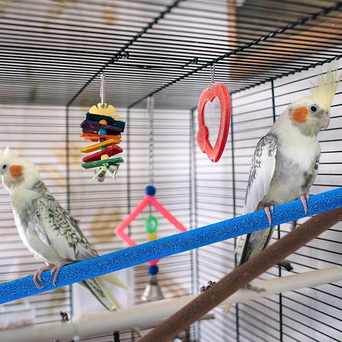 10 Pieces Bird Perch Stand Parrot Stand Paw Grinding Stick Parrot Perch Rough Surfaced Bird Cage Stand Colorful Wooden Parakeet Perch Toys for Cockatiels Cage Accessories